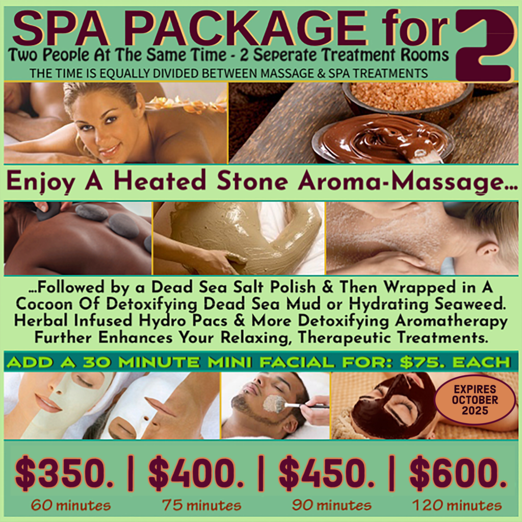 Massage & Spa Package for 2 people @ Bodies Kneaded Massage Spa South Beach Miami Since 1996 www.BodiesKneaded.com 305.535.2424