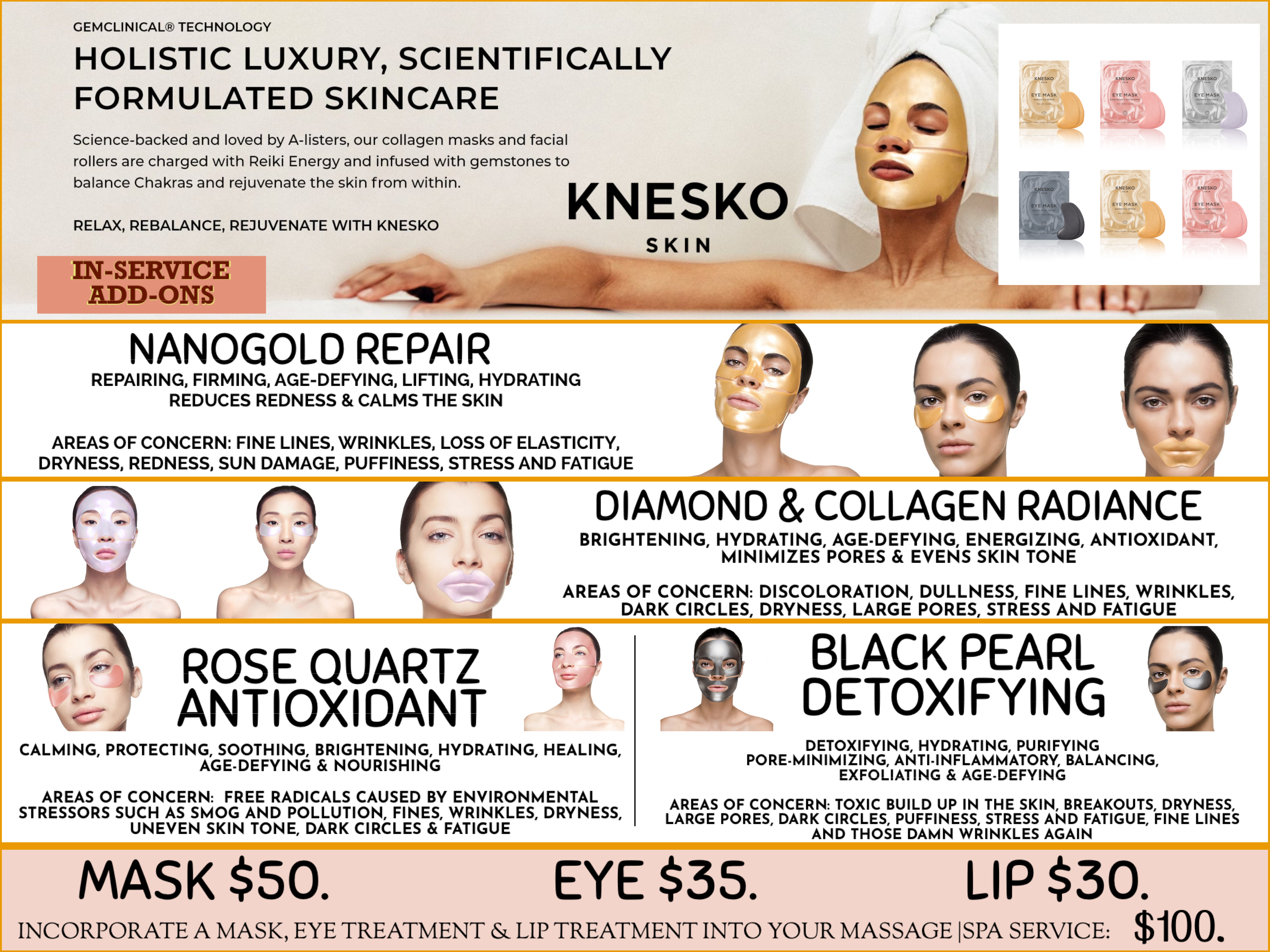 KNESKO Facial Masks, Eye Treatments & Lip Treatments @ Bodies Kneaded Massage Spa South Beach Miami Since 1996 www.BodiesKneaded.com 305.535.2424