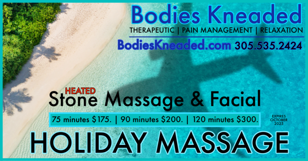 $25 off FAcial & MAssage Combo expires October 2024 Bodies Kneaded Massage Spa South Beach Miami Since 1996 www.BodiesKneaded.com 305.535.2424